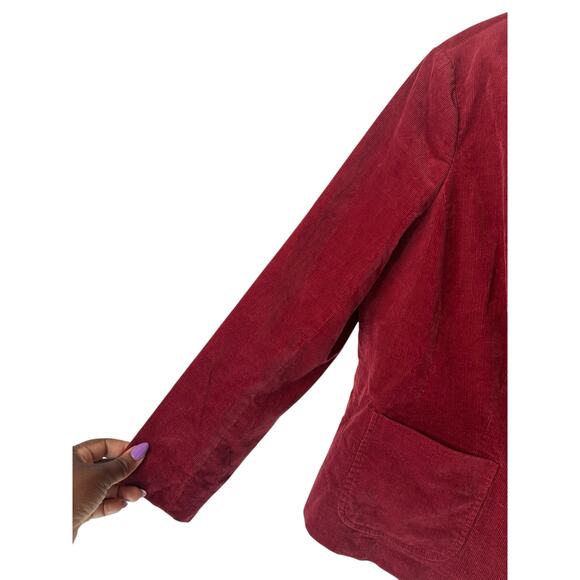 Talbots Blazer Burgundy Corduroy Office Work Career Business Size 14 Petite - Picture 7 of 13